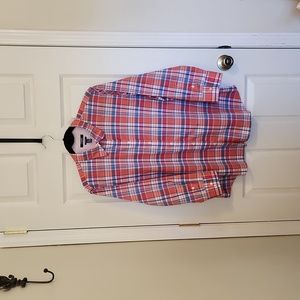 Chaps XXL No Iron 3/4 Sleeve Button-down Pink,Salmon,and Periwinkle Plai…